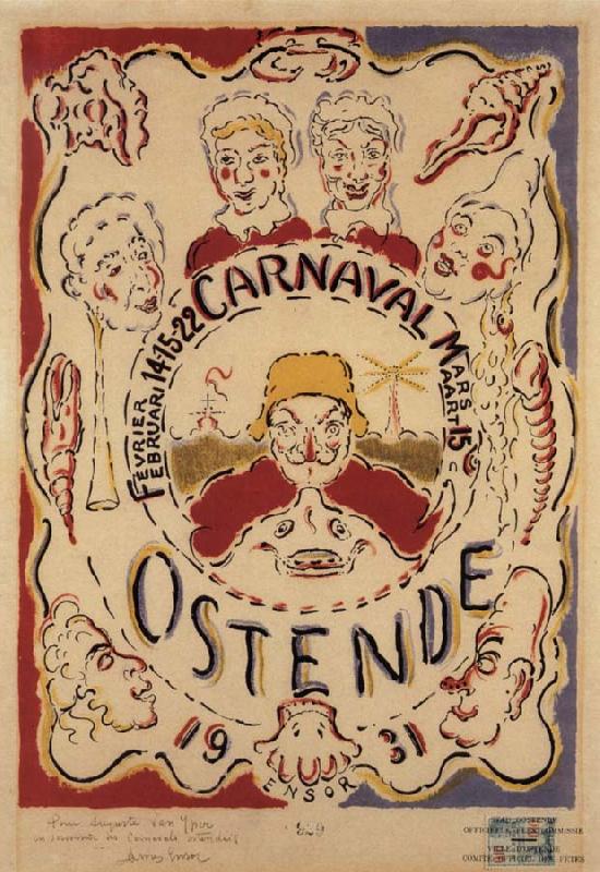 James Ensor Poster for the Carnival at Ostend Germany oil painting art